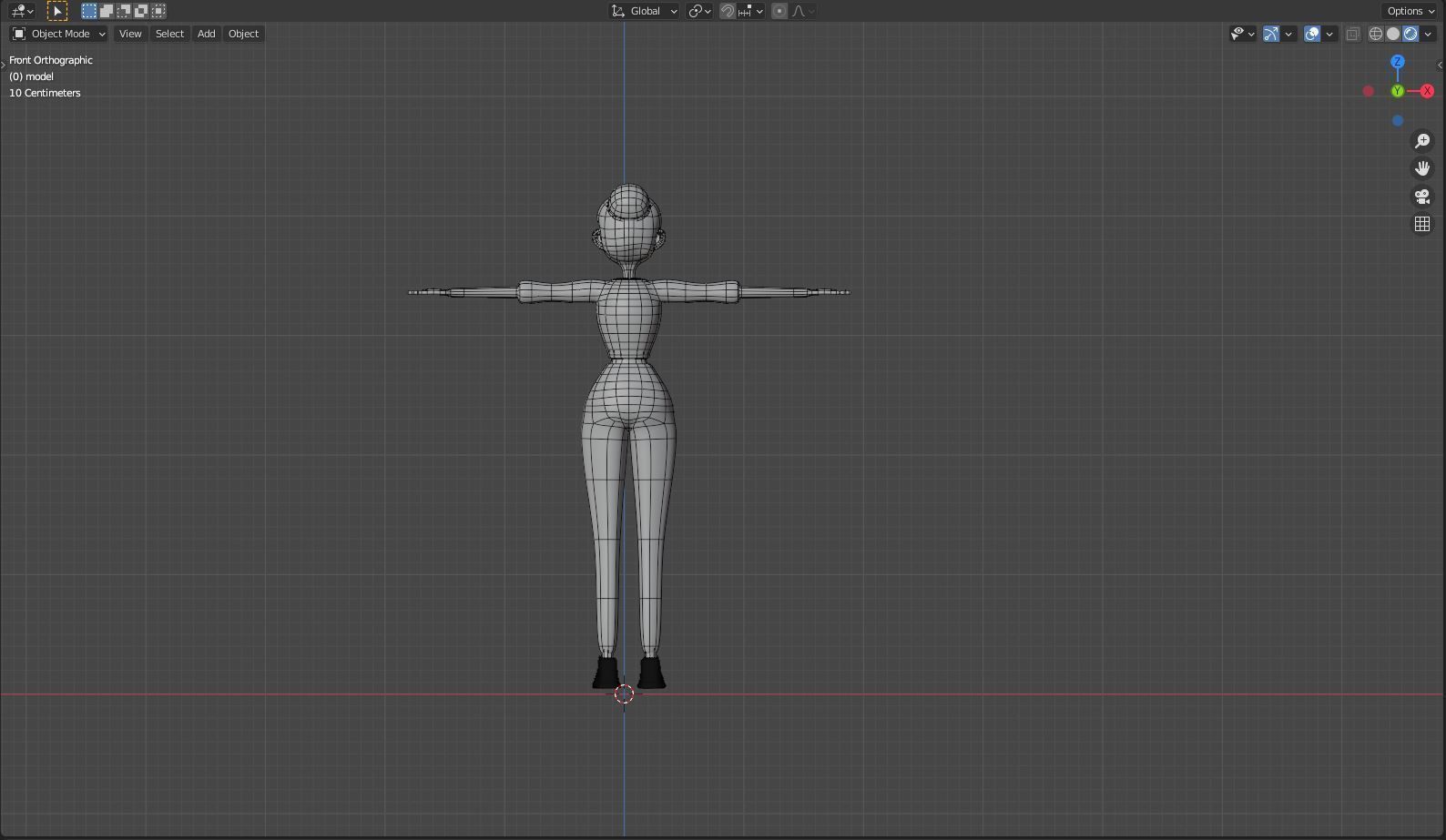 Female cartoon characters base mesh Low-poly 3D model_14