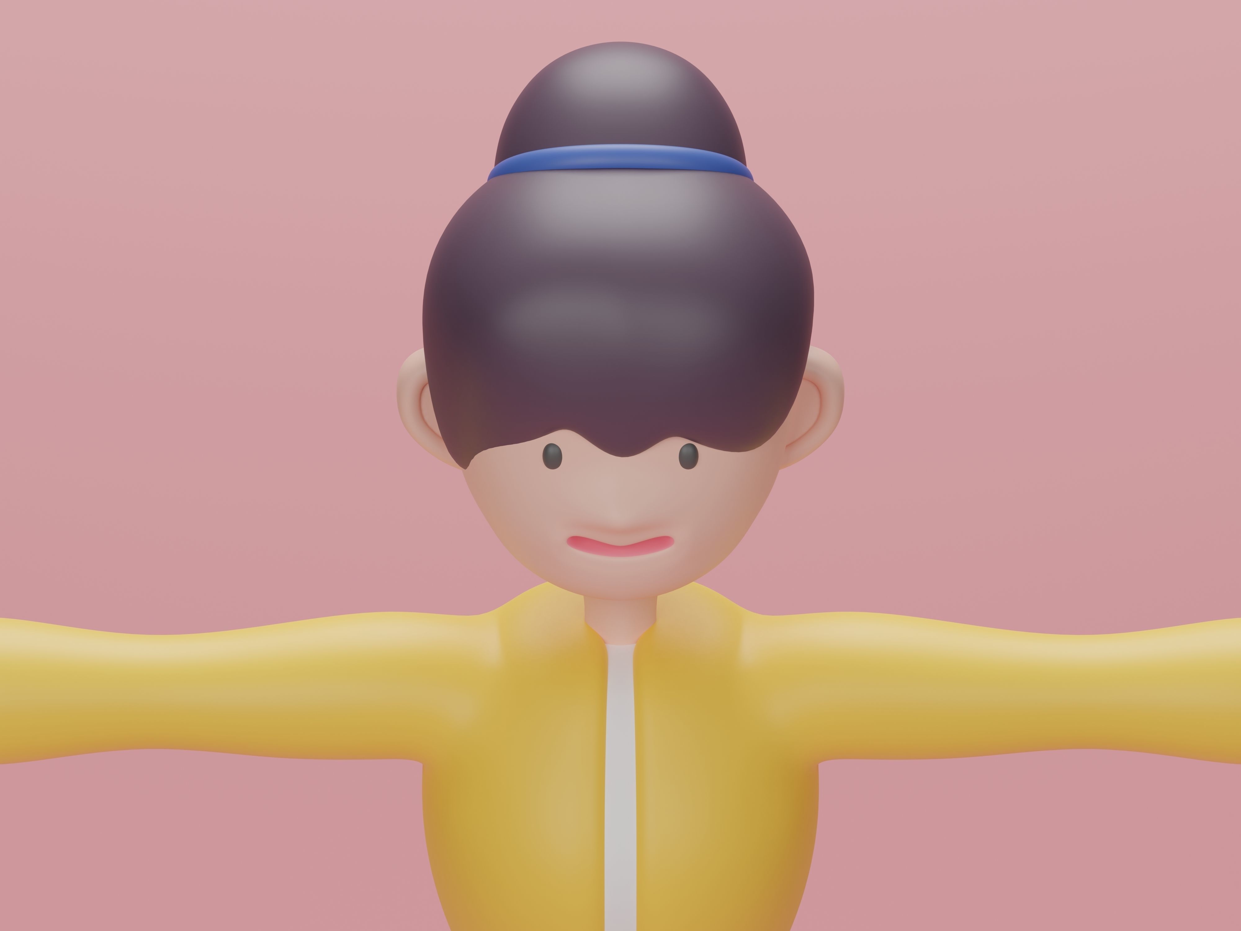 Female cartoon characters base mesh Low-poly 3D model_3