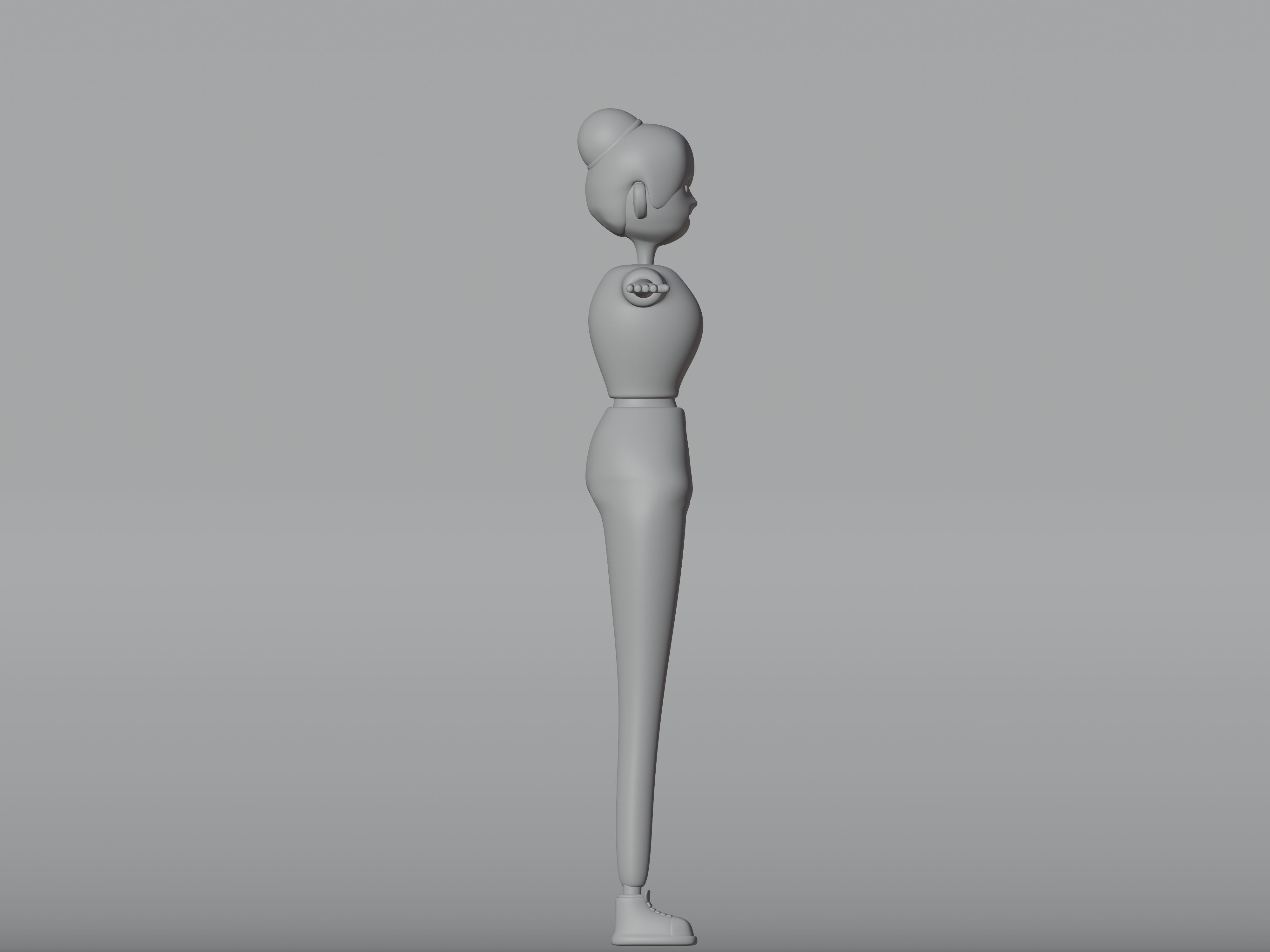 Female cartoon characters base mesh Low-poly 3D model_11