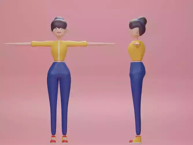 Female cartoon characters base mesh