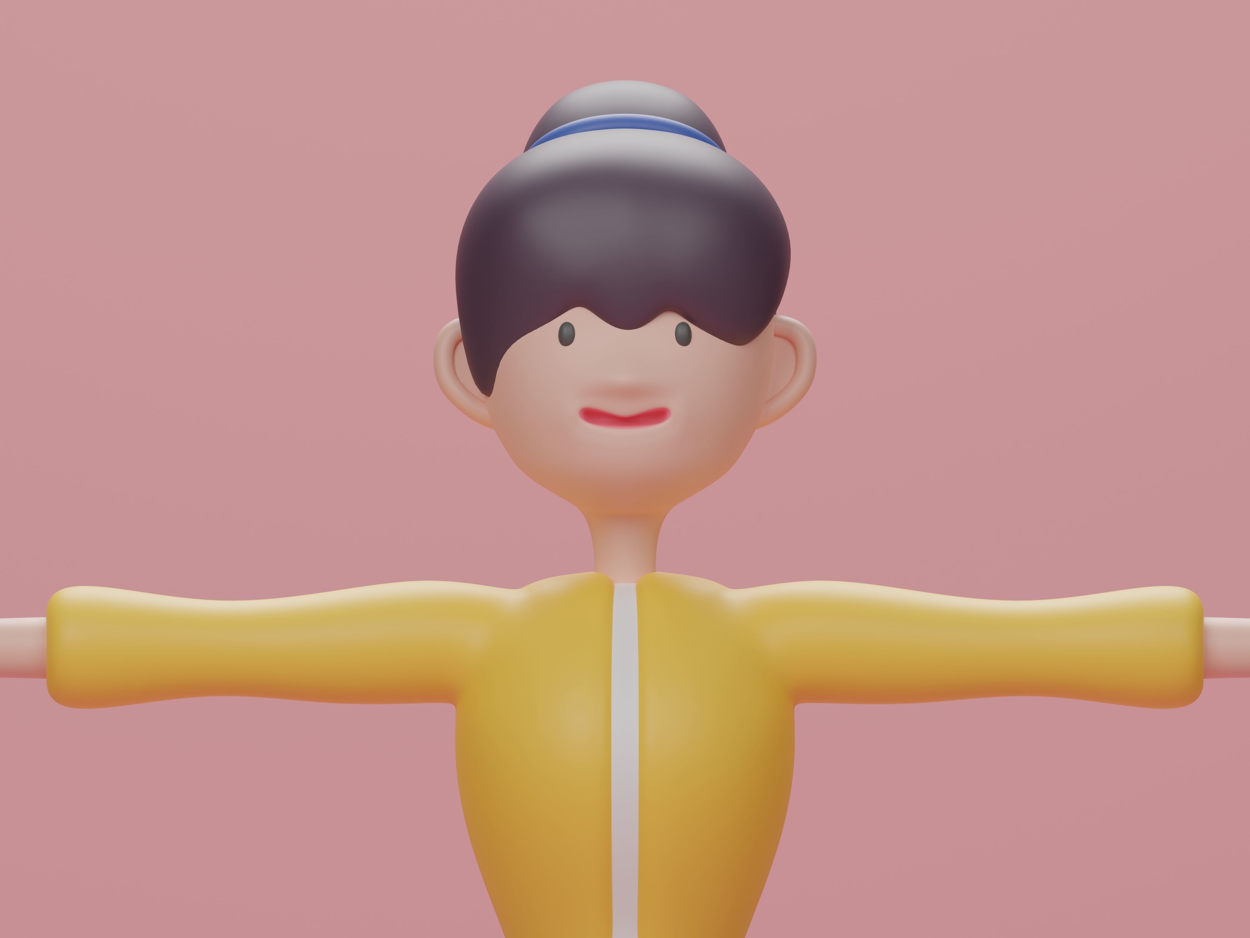 Female cartoon characters base mesh Low-poly 3D model_2