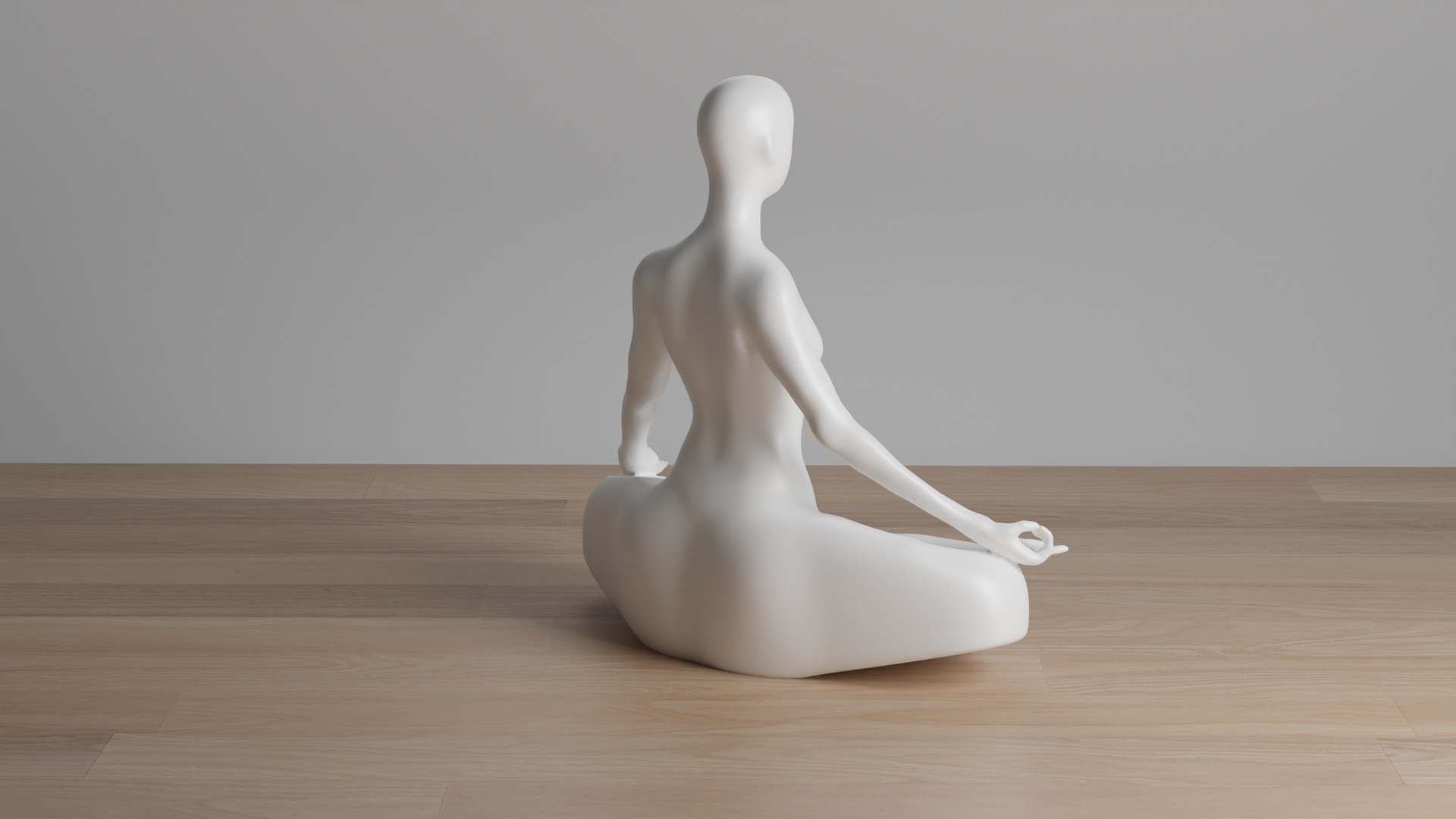 Minimalist Yoga Pose 3D Model Zen Meditation Woman Sculpture 3D print model_3