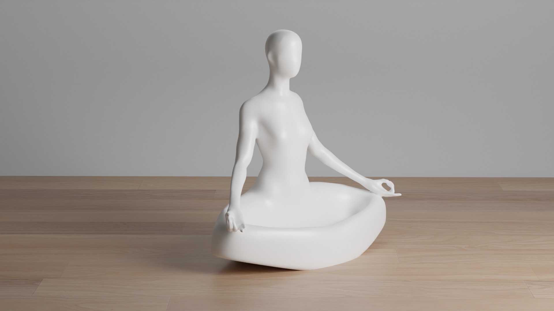 Minimalist Yoga Pose 3D Model Zen Meditation Woman Sculpture 3D print model_1
