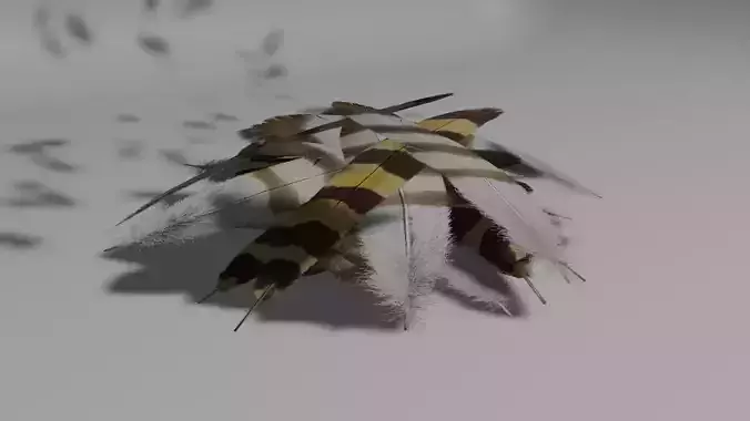 Feathers Hair Cards preset Free low-poly 3D model