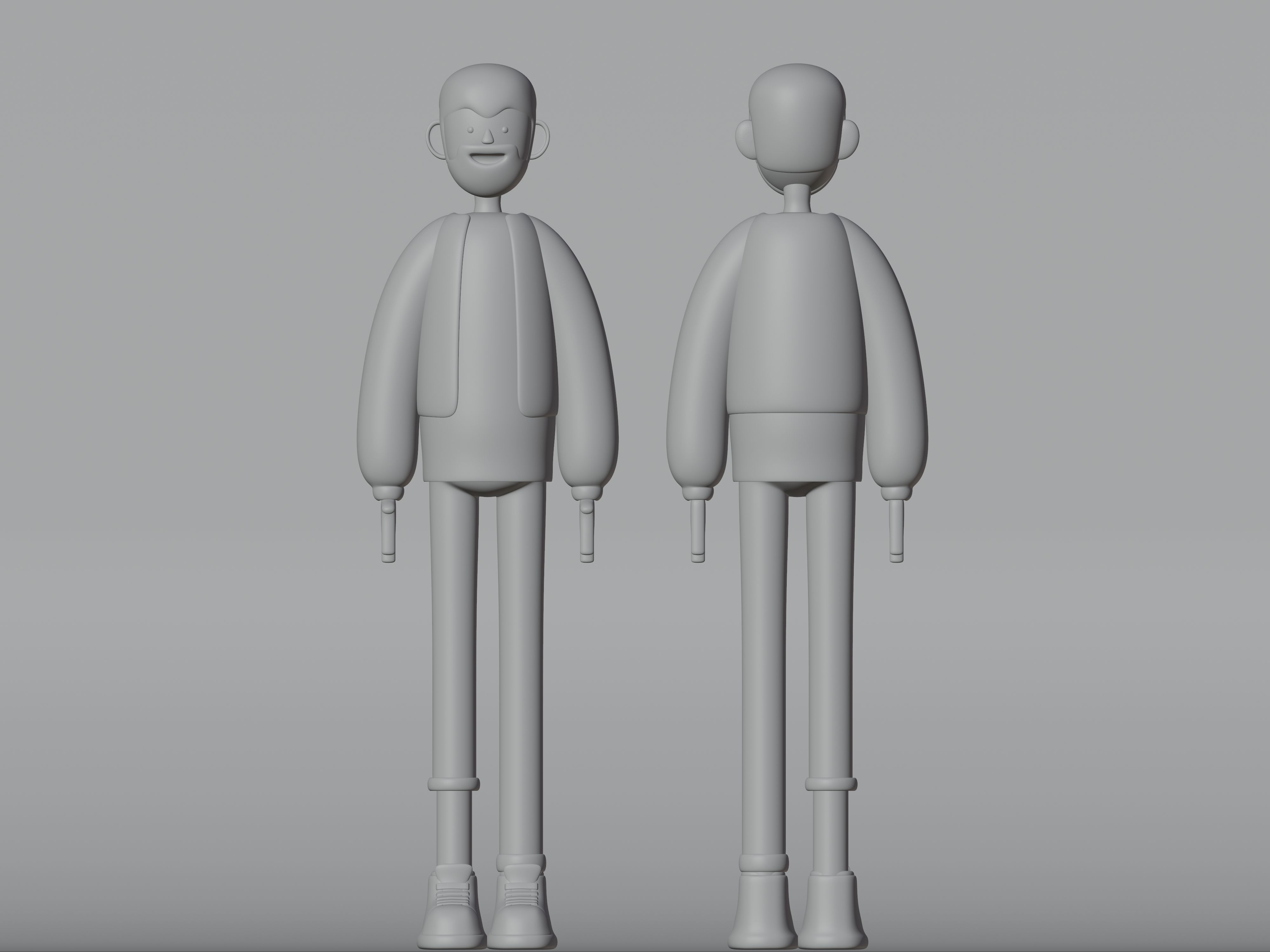 Male and Female cartoon characters base mesh Low-poly 3D model_13