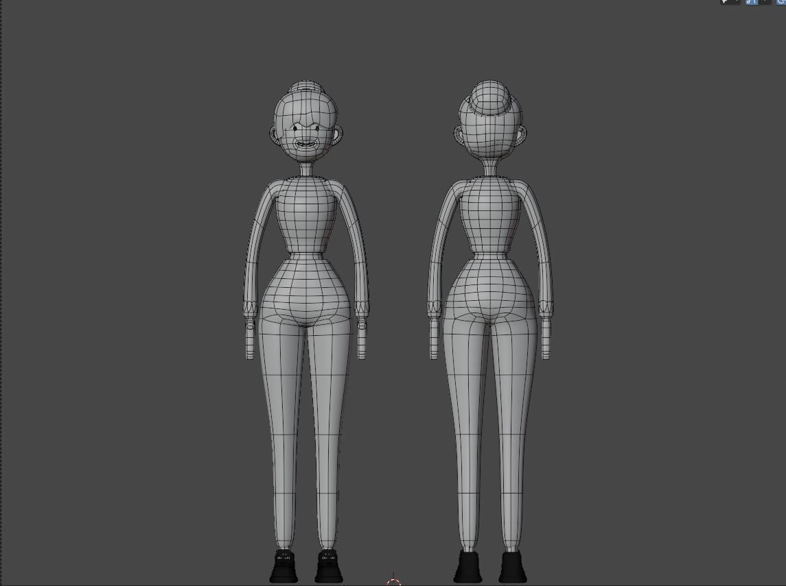 Male and Female cartoon characters base mesh Low-poly 3D model_20