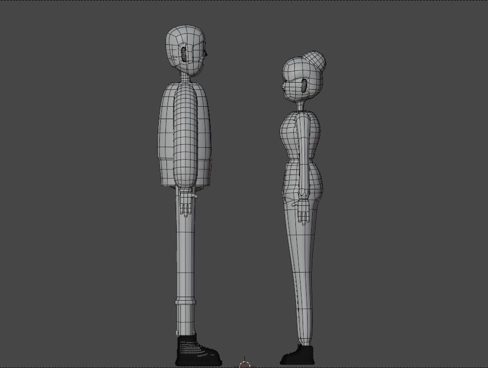 Male and Female cartoon characters base mesh Low-poly 3D model_18