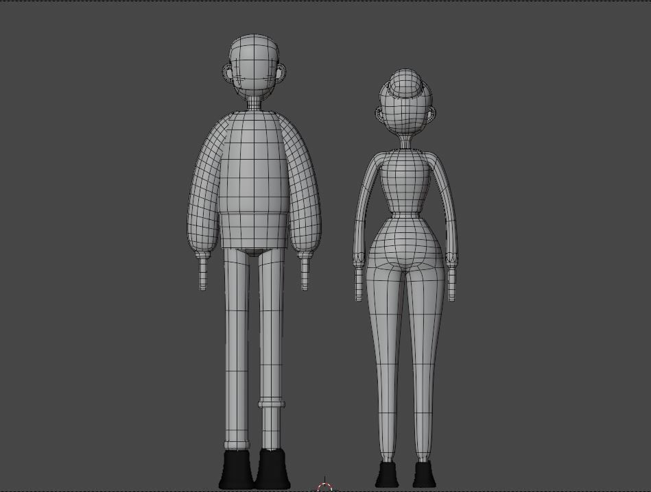 Male and Female cartoon characters base mesh Low-poly 3D model_17