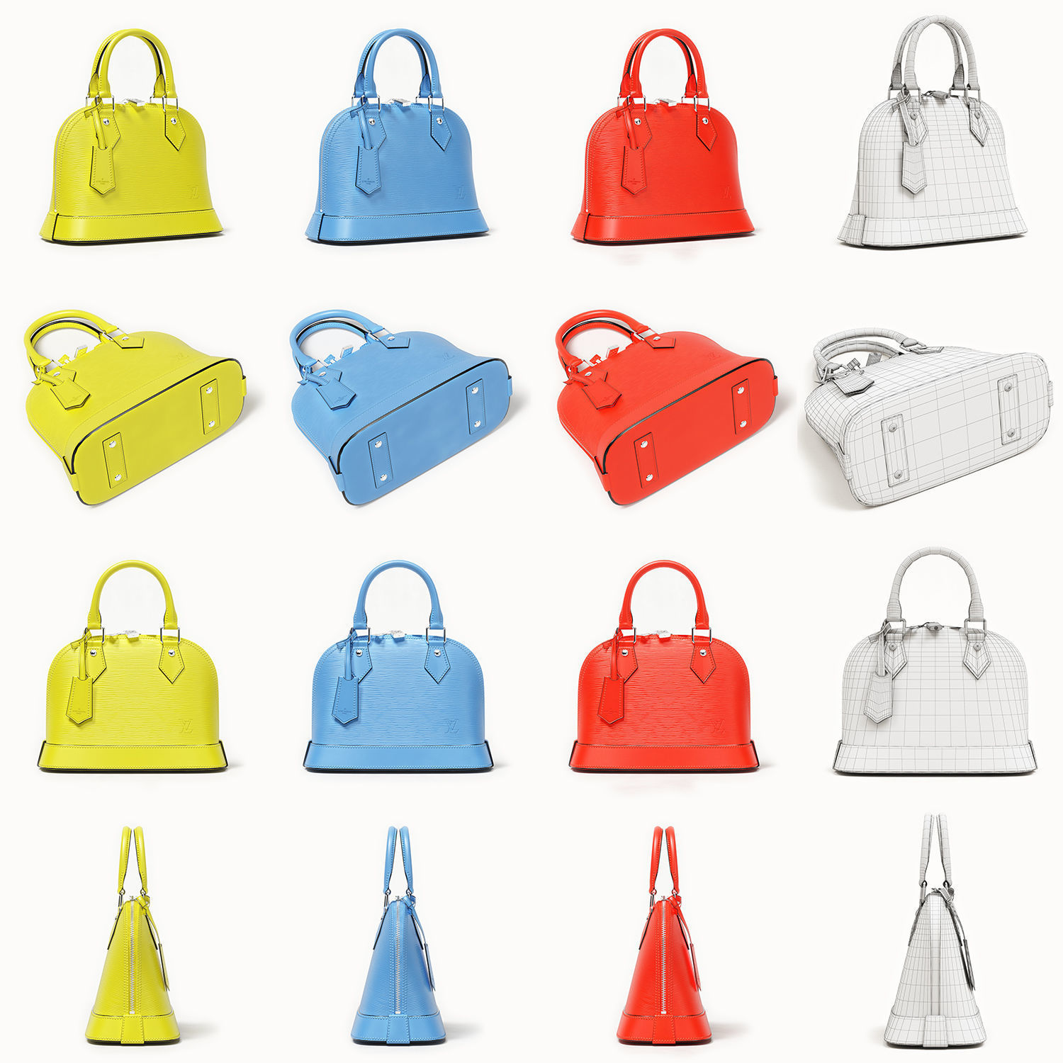 Louis Vuitton Alma BB Top Handle Bag in Epi Leather Spring Low-poly 3D model_1