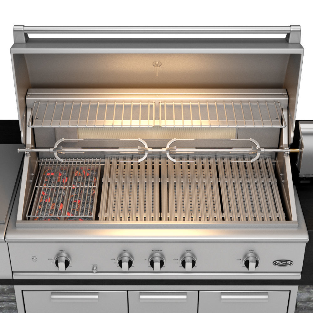 DCS gas grill series 9 Rotisserie and Charcoal with Power Burner 3D model_1