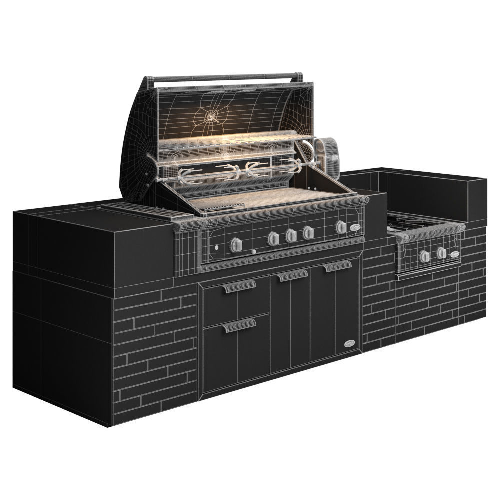 DCS gas grill series 9 Rotisserie and Charcoal with Power Burner 3D model_6