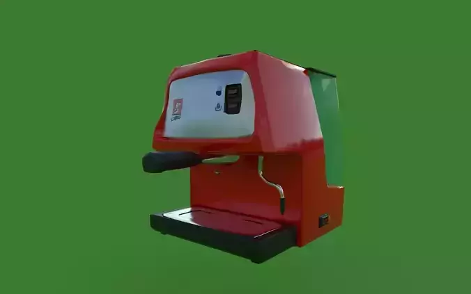 Low Poly Red Coffee Machine Free low-poly 3D model
