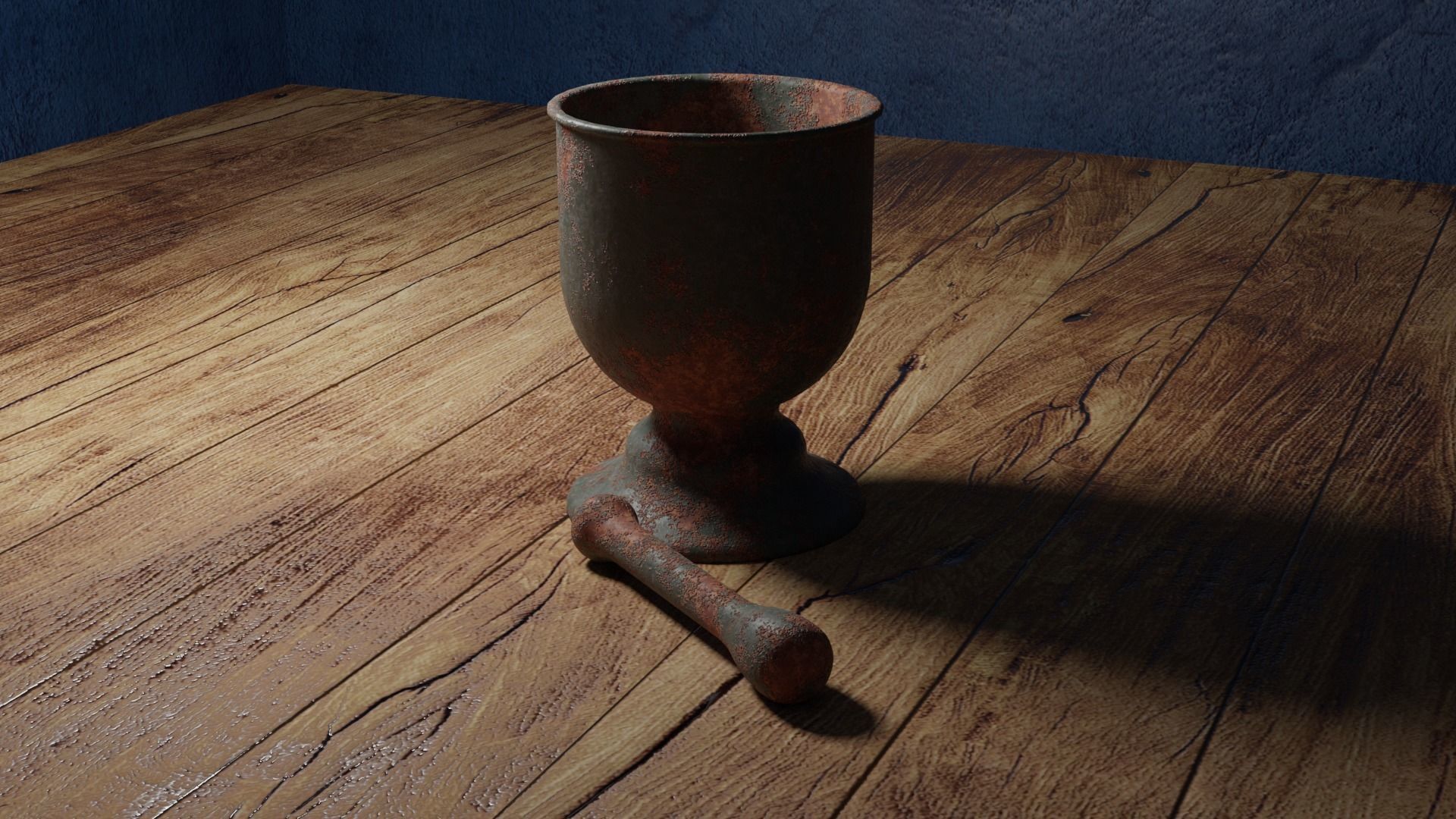 Rusted Mortar and Pestle Low-poly 3D model_4