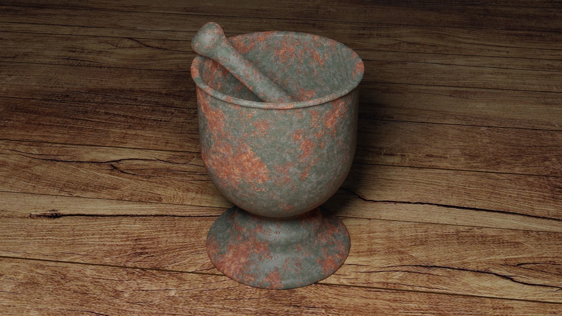 Rusted Mortar and Pestle Low-poly 3D model_2