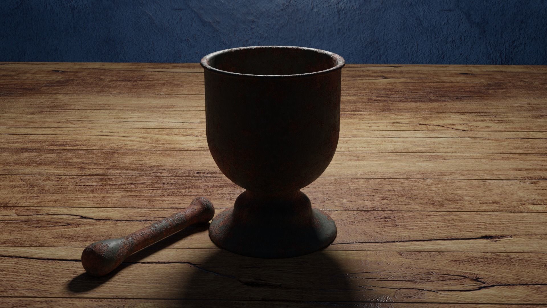 Rusted Mortar and Pestle Low-poly 3D model_7