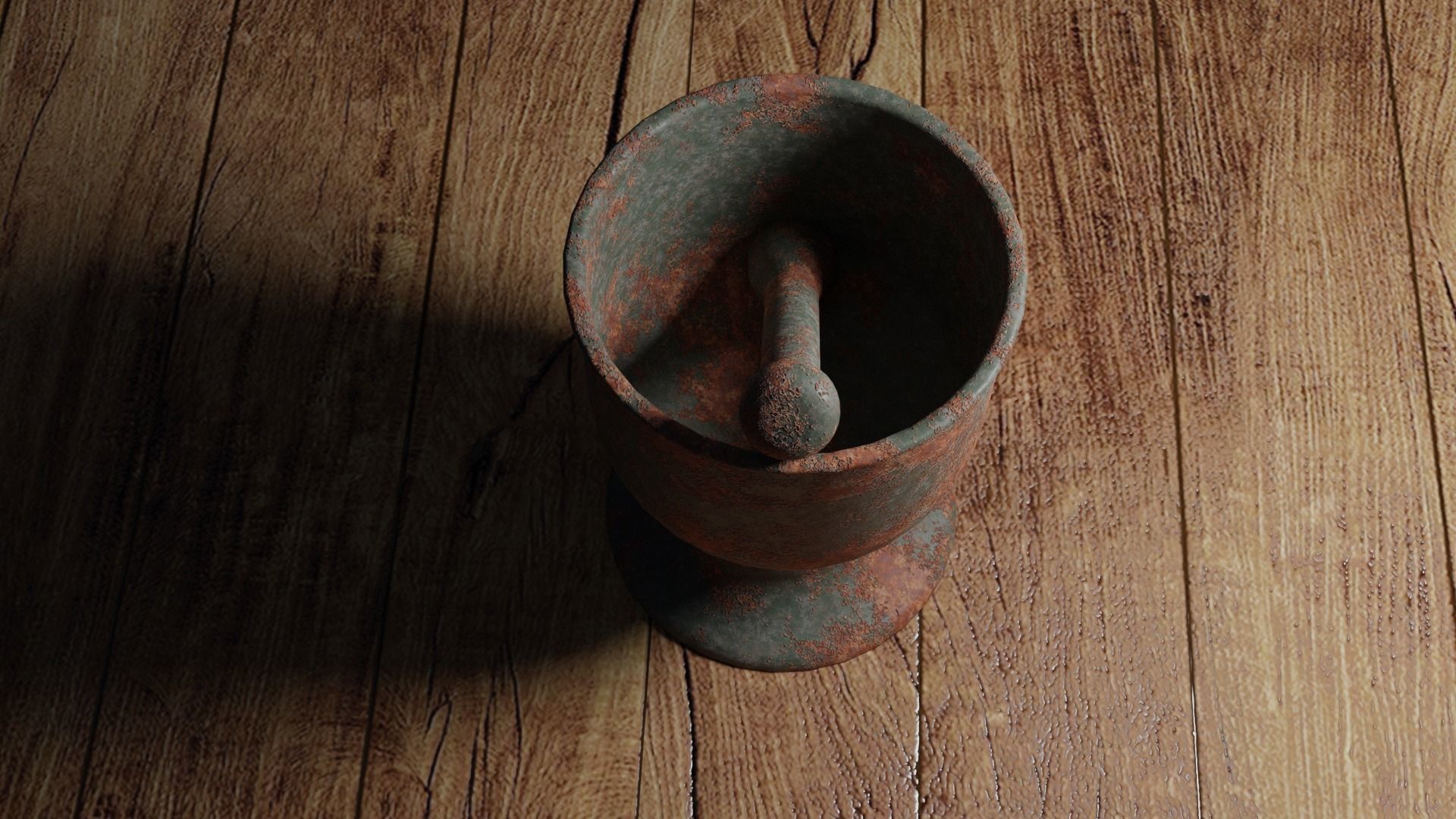 Rusted Mortar and Pestle Low-poly 3D model_3