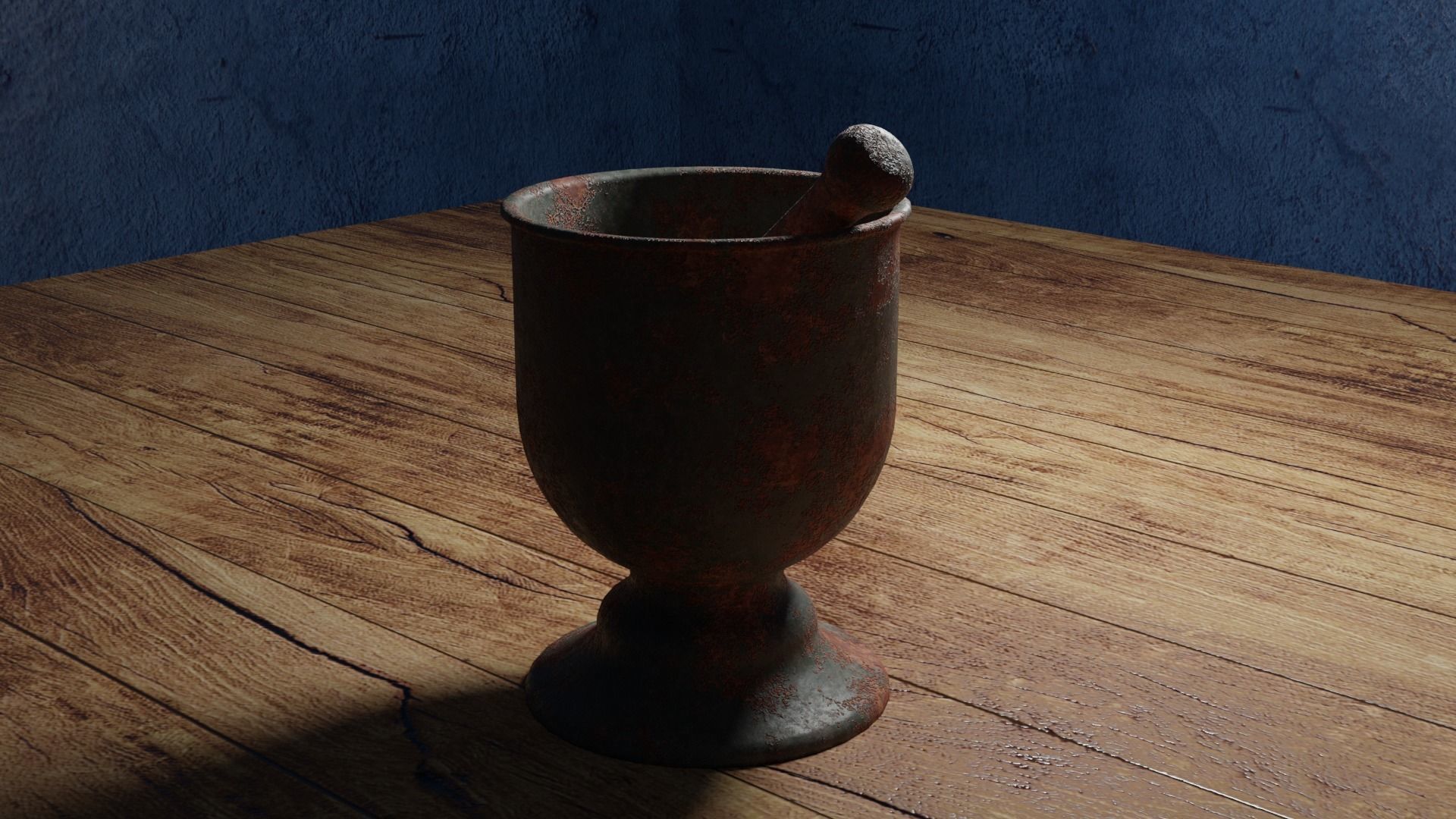 Rusted Mortar and Pestle Low-poly 3D model_1