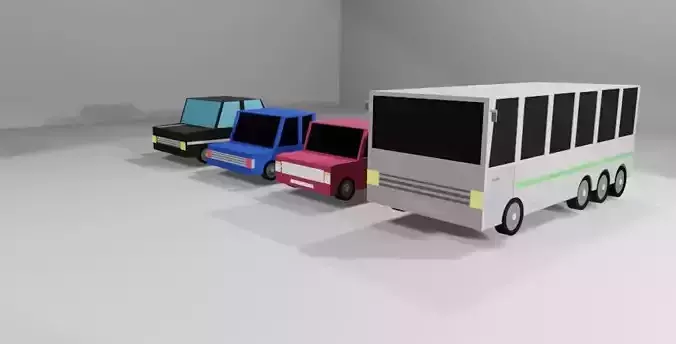 Vehicles three different colored Free low-poly 3D model Vehicles three different colored Free low-poly 3D model
