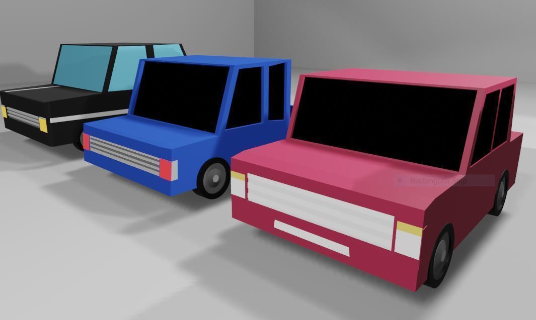 Vehicles three different colored Free low-poly 3D model_2