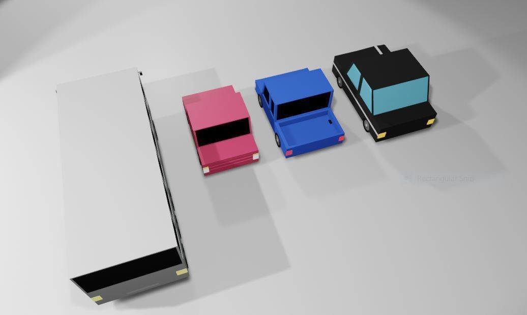 Vehicles three different colored Free low-poly 3D model_4