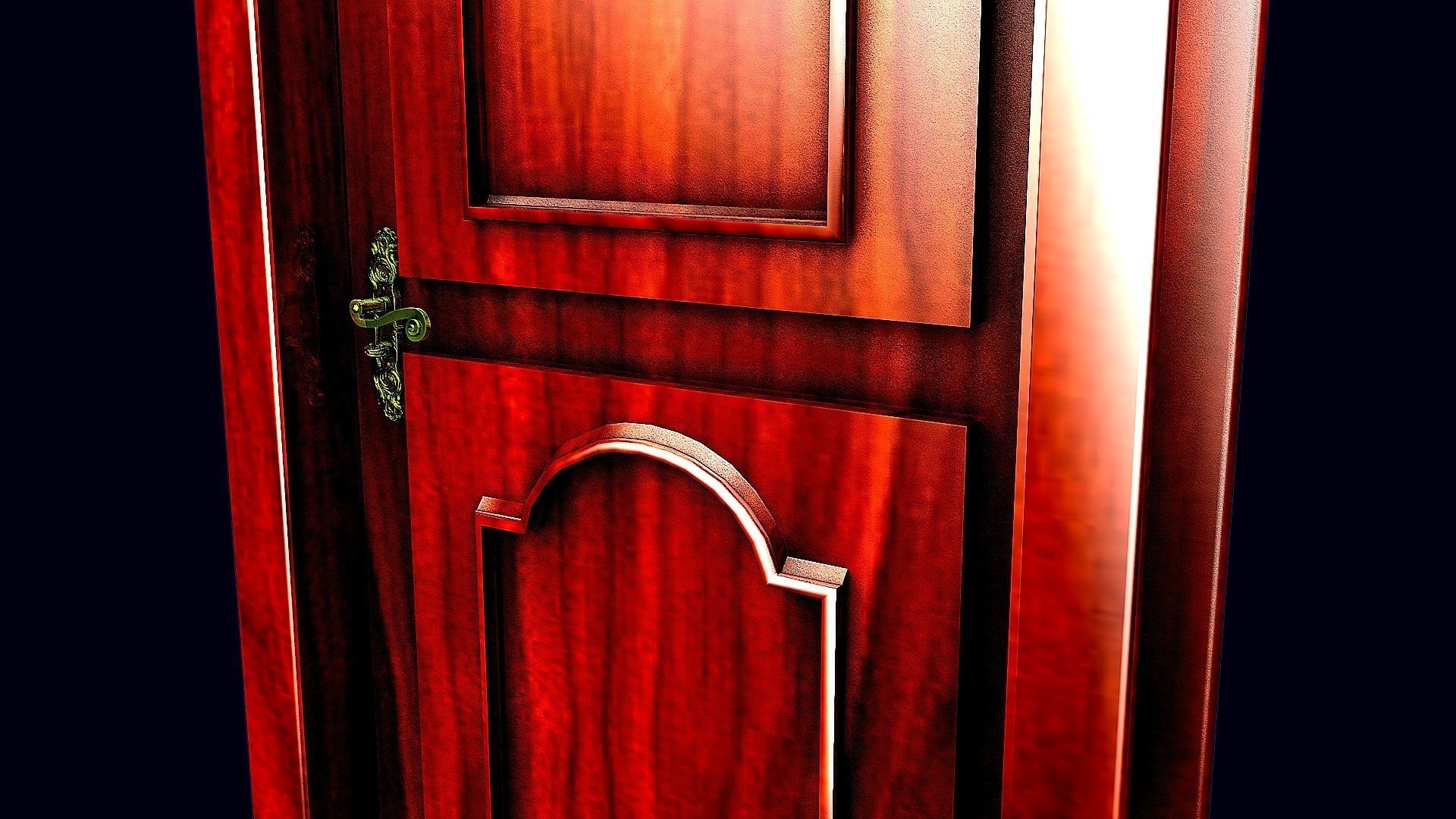 the door wooden 3D model_2