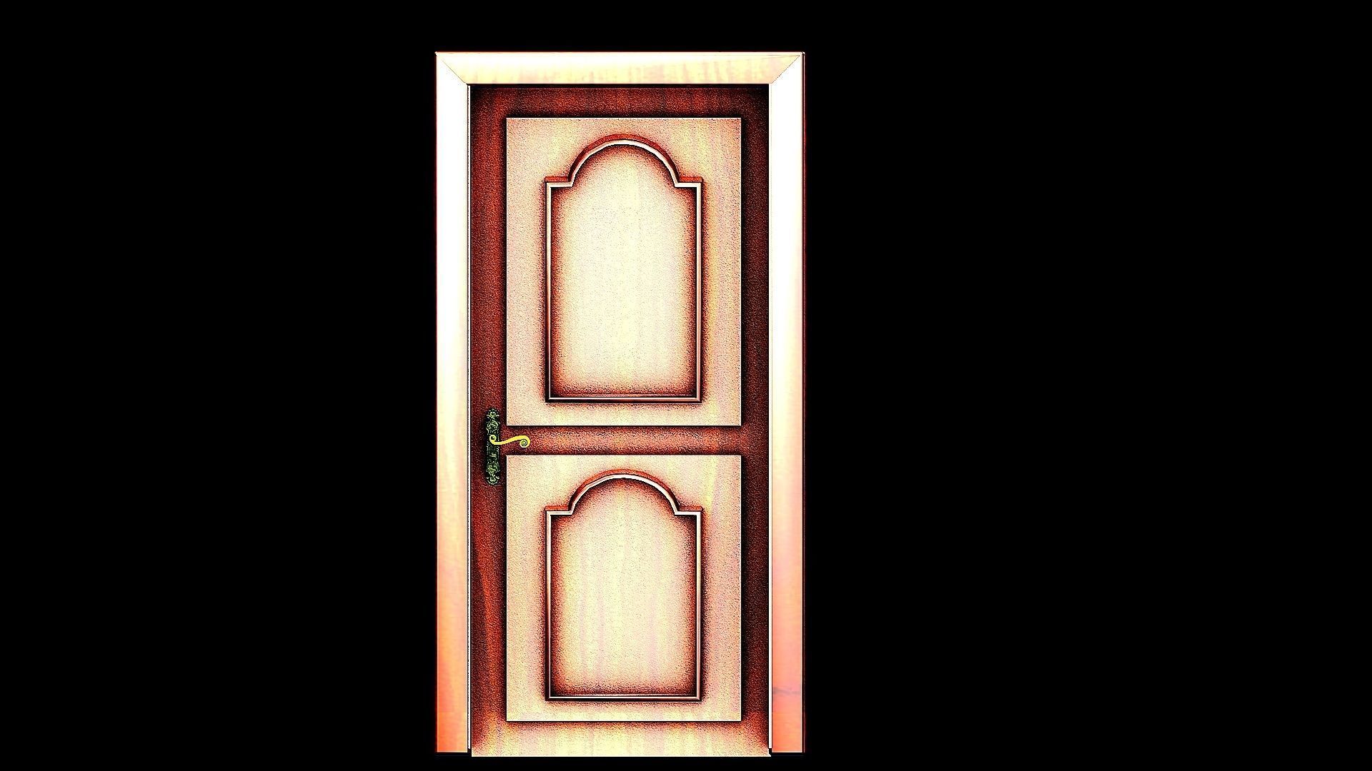 the door wooden 3D model_4