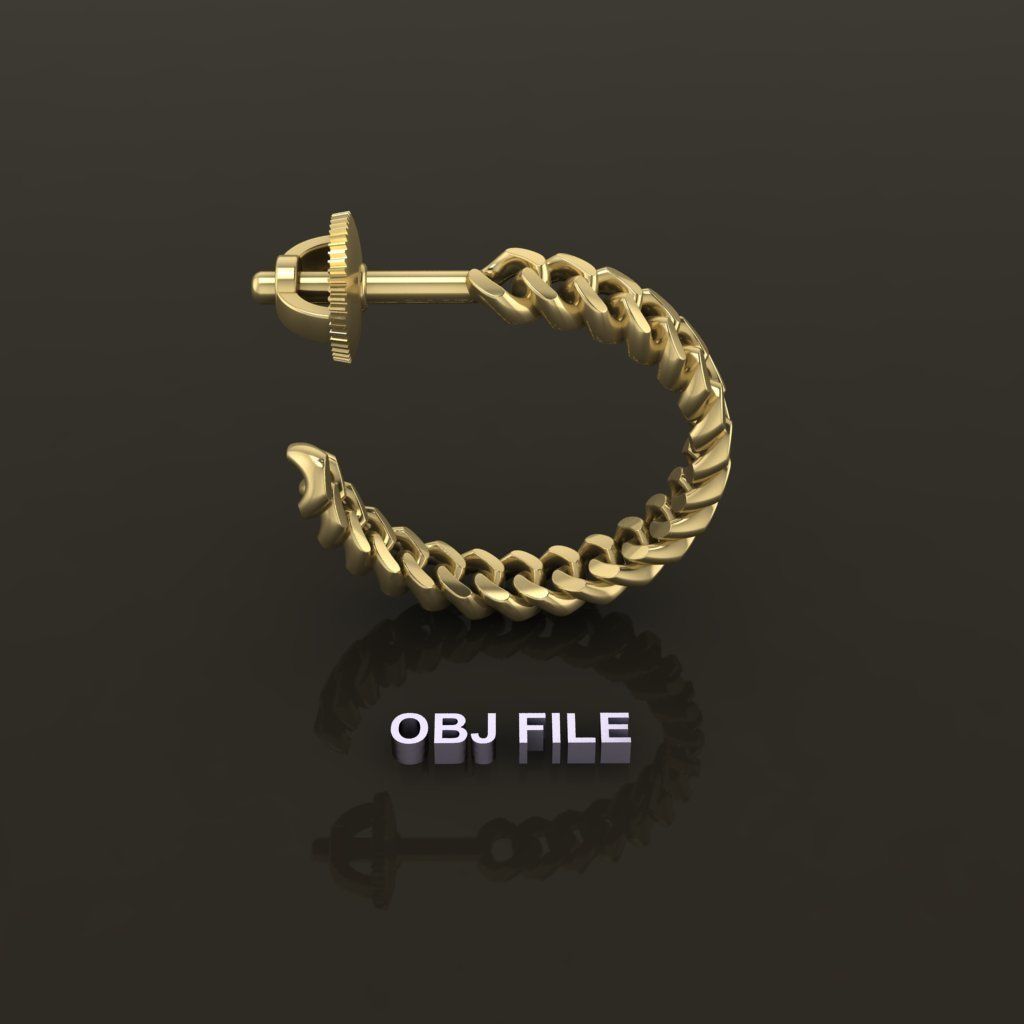 Earring Hoop Hermes Style Link Open Back 11mm Inside Diameter 3D print model_6