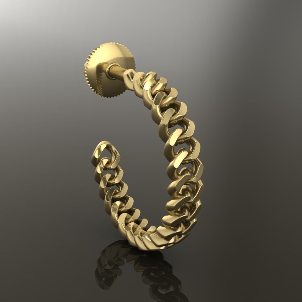 Earring Hoop Hermes Style Link Open Back 11mm Inside Diameter 3D print model_5