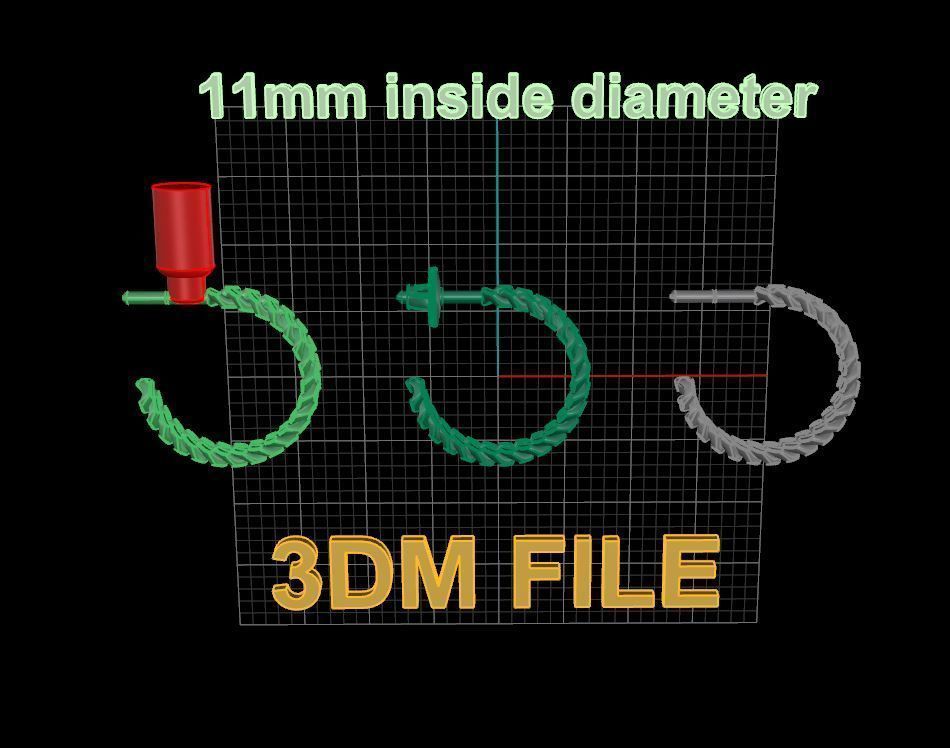 Earring Hoop Hermes Style Link Open Back 11mm Inside Diameter 3D print model_2