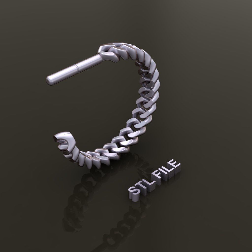 Earring Hoop Hermes Style Link Open Back 11mm Inside Diameter 3D print model_7