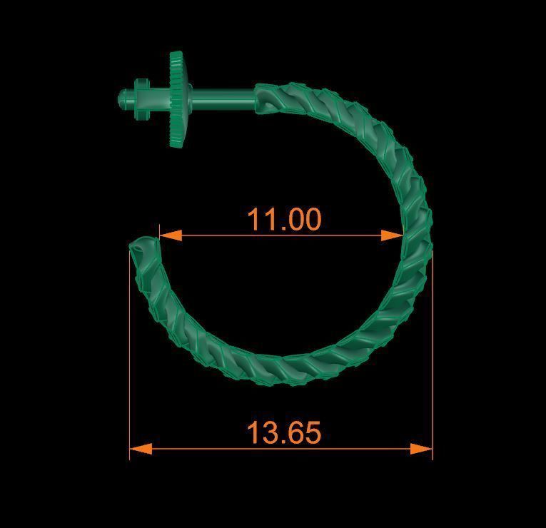 Earring Hoop Hermes Style Link Open Back 11mm Inside Diameter 3D print model_10