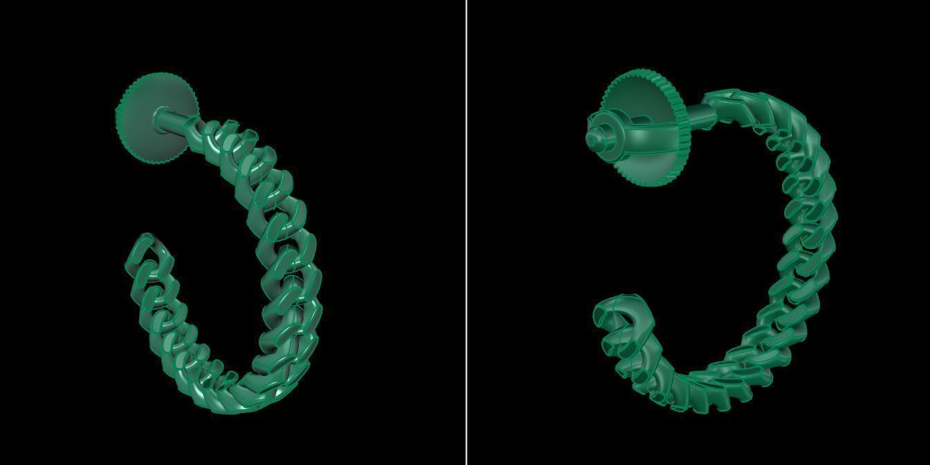 Earring Hoop Hermes Style Link Open Back 11mm Inside Diameter 3D print model_13