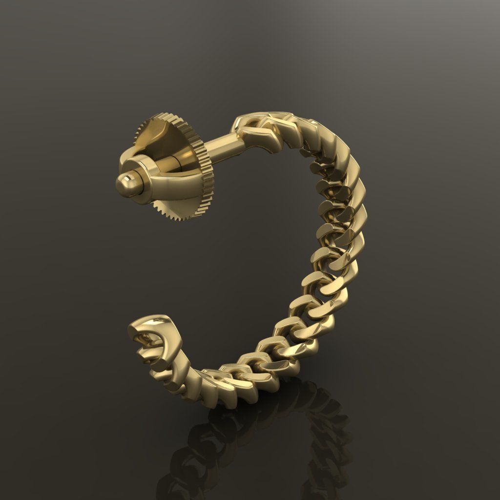 Earring Hoop Hermes Style Link Open Back 11mm Inside Diameter 3D print model_4