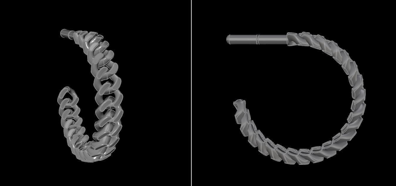 Earring Hoop Hermes Style Link Open Back 11mm Inside Diameter 3D print model_14