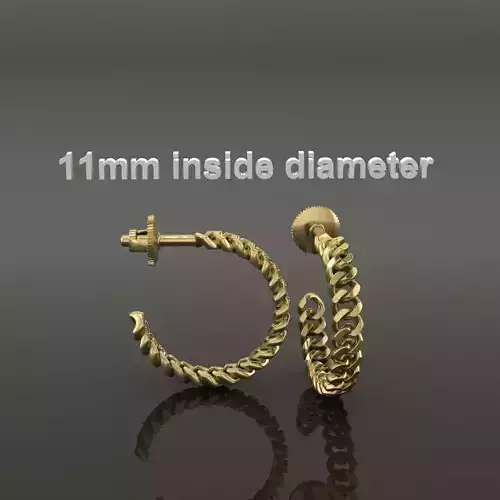 Earring Hoop Hermes Style Link Open Back 11mm Inside Diameter