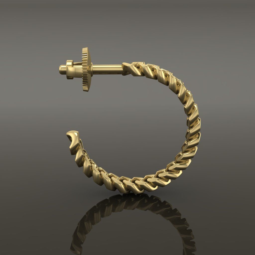 Earring Hoop Hermes Style Link Open Back 11mm Inside Diameter 3D print model_3