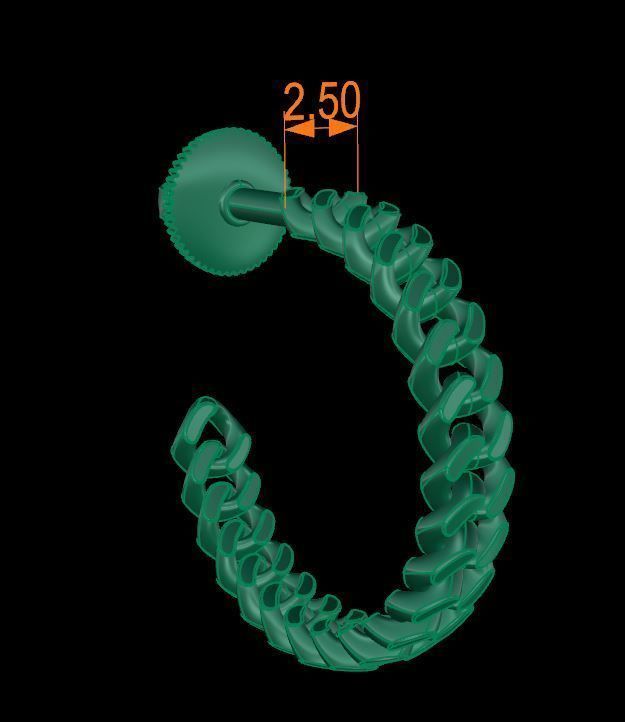 Earring Hoop Hermes Style Link Open Back 11mm Inside Diameter 3D print model_9