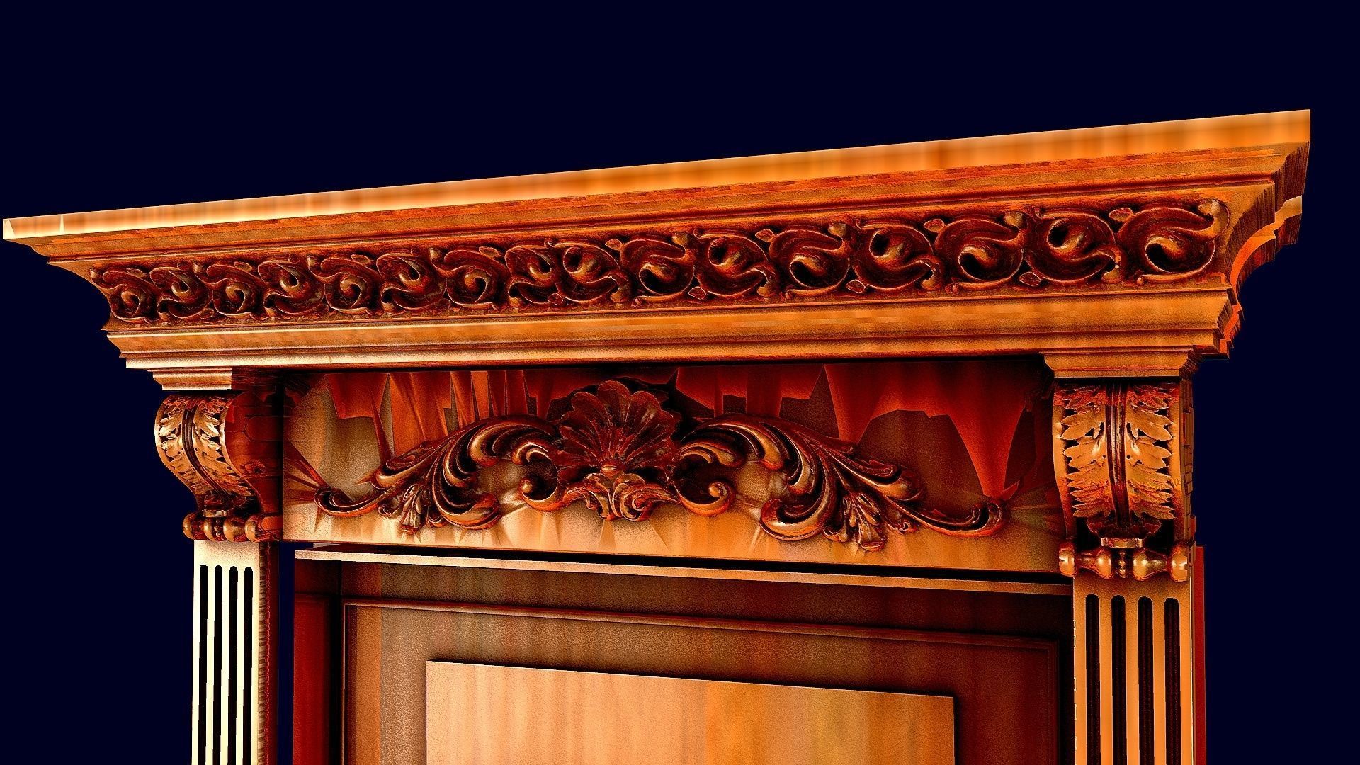 THE DOOR ornate wooden 3D model_3