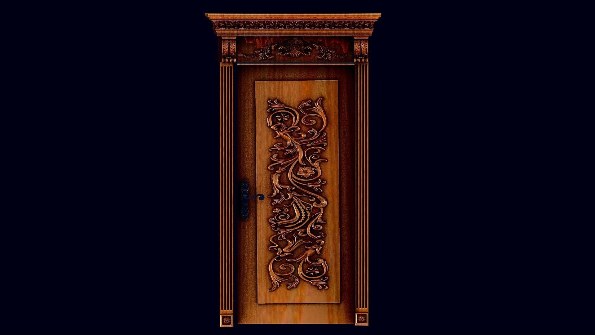 THE DOOR ornate wooden 3D model_1