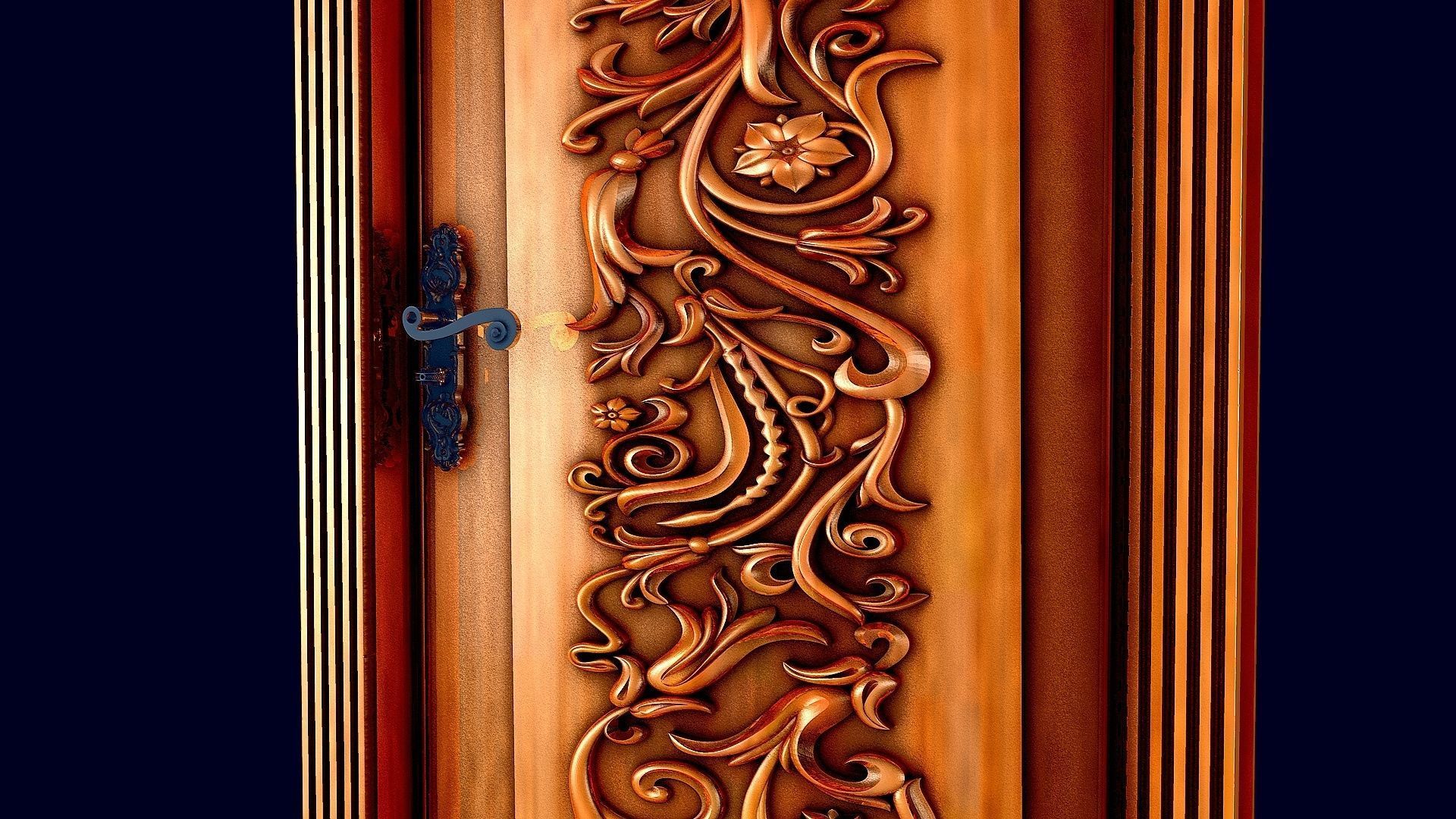 THE DOOR ornate wooden 3D model_2