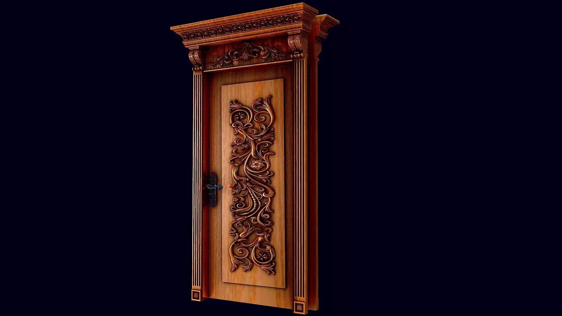 THE DOOR ornate wooden 3D model_0