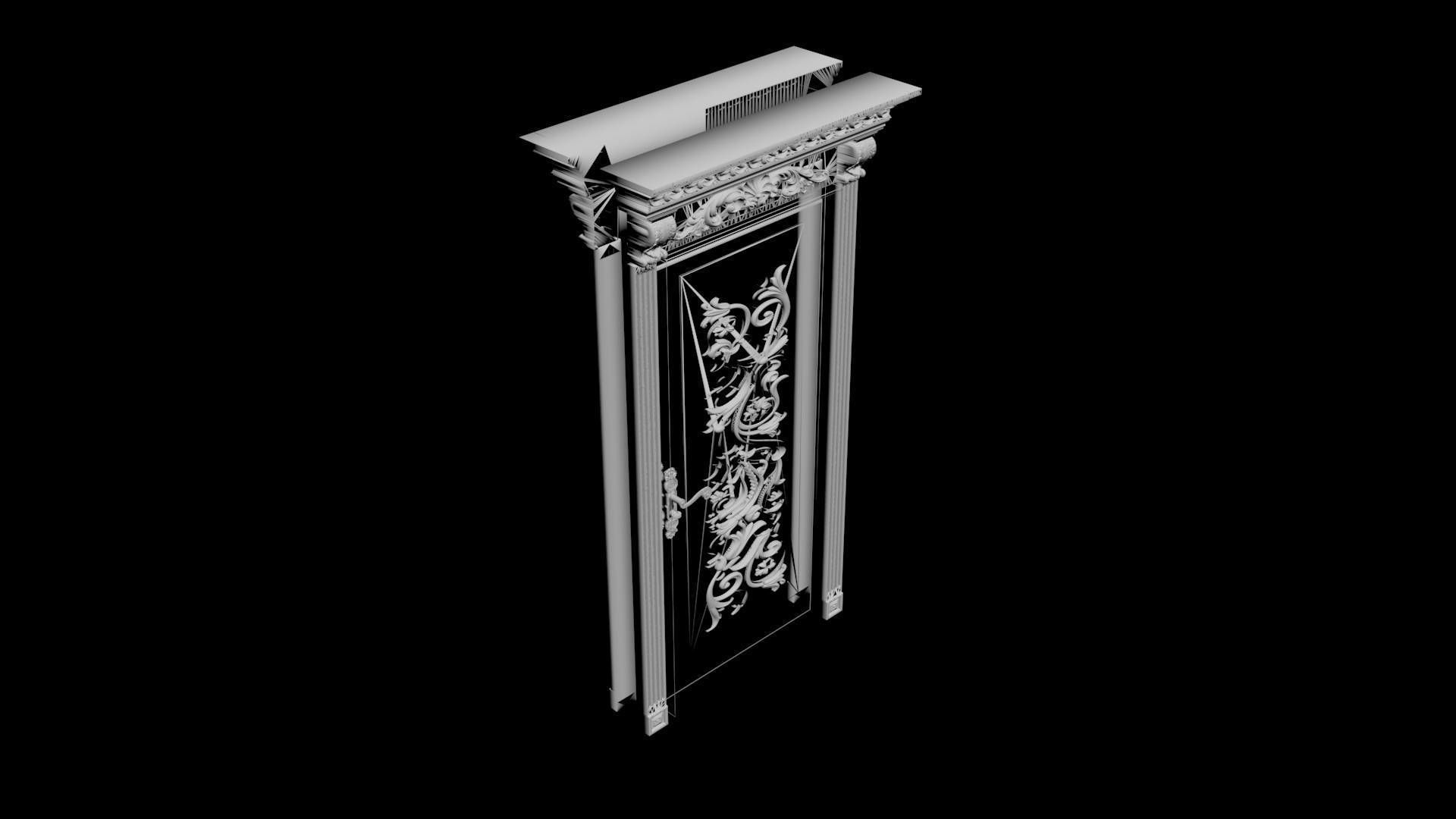THE DOOR ornate wooden 3D model_5