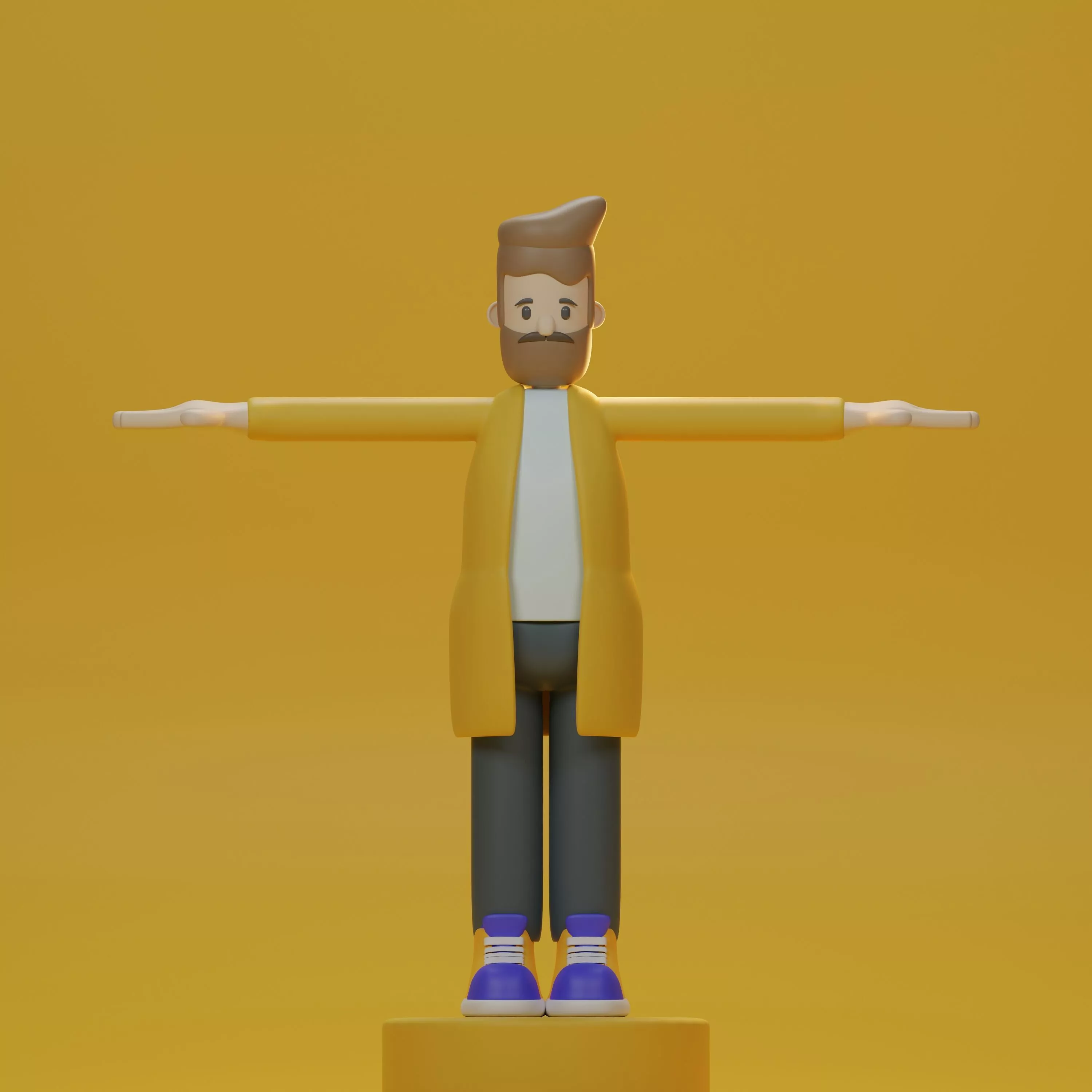Male cartoon characters base mesh Low-poly 3D model