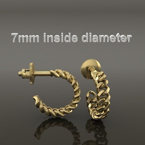 Earring Hoop Hermes Style Link Open Back 7mm inside diameter 3D print model