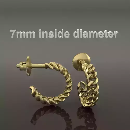 Earring Hoop Hermes Style Link Open Back 7mm inside diameter