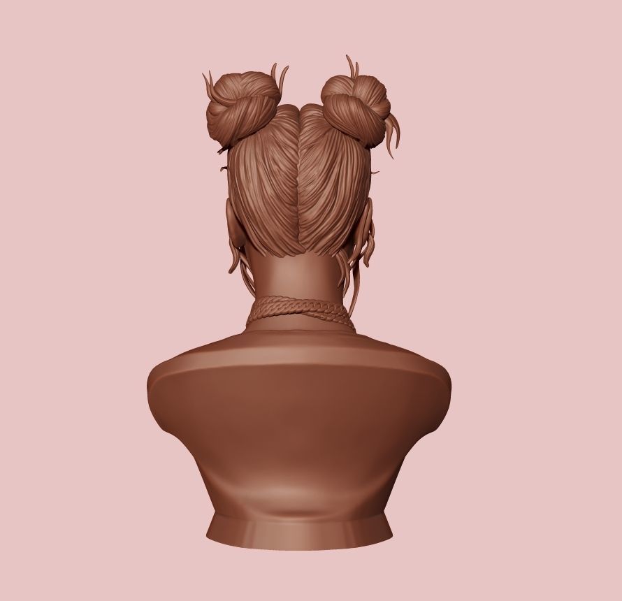 Billie Eilish portrait sculpture 1 3D print model_10