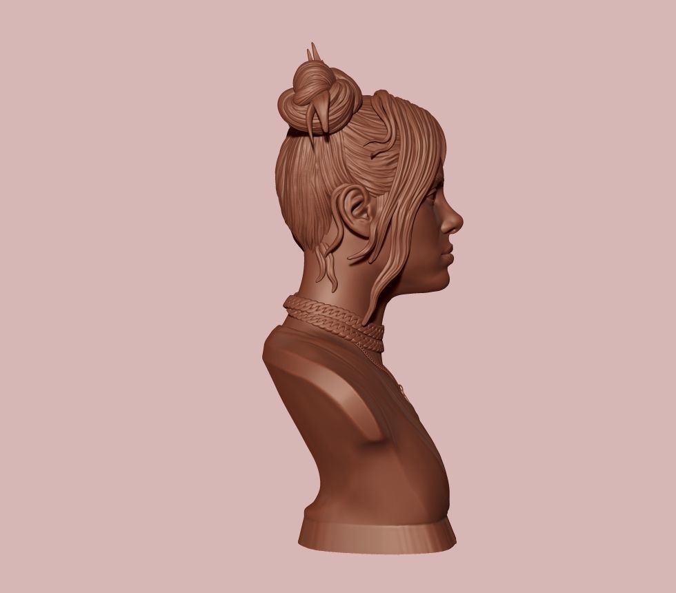 Billie Eilish portrait sculpture 1 3D print model_11
