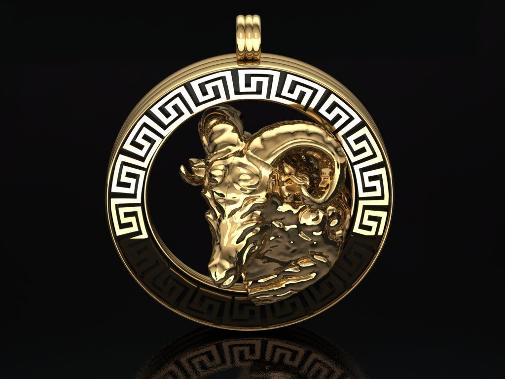 Aries Pendant  3D print model_7