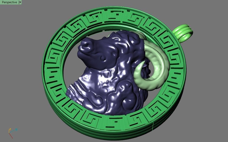 Aries Pendant  3D print model_13