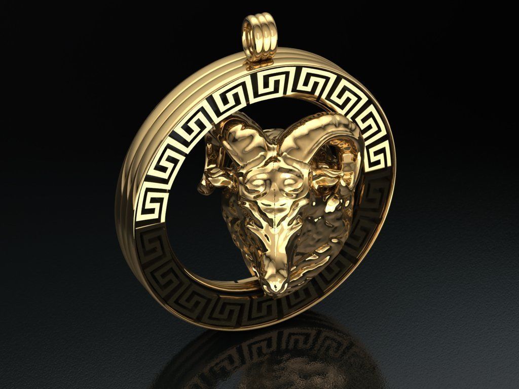 Aries Pendant  3D print model_3